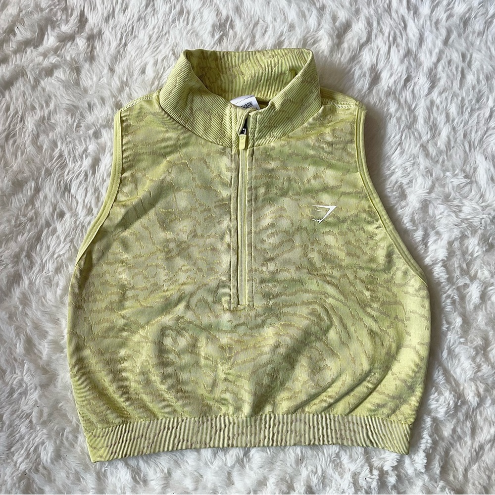 Gymshark Adapt Animal Seamless Crop 1/2 Zip - Firefly Yellow Size L
